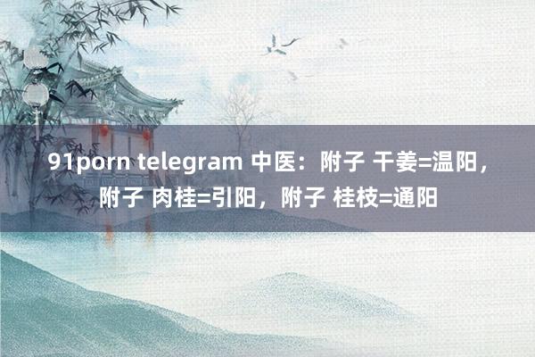 91porn telegram 中医：附子 干姜=温阳，附子 肉桂=引阳，附子 桂枝=通阳