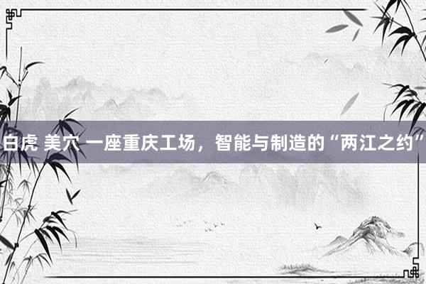 白虎 美穴 一座重庆工场，智能与制造的“两江之约”