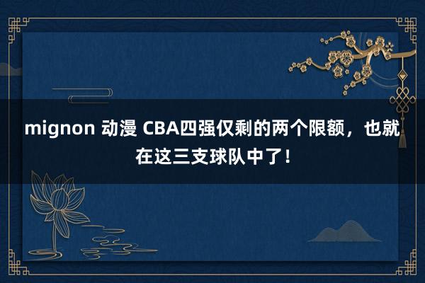 mignon 动漫 CBA四强仅剩的两个限额，也就在这三支球队中了！