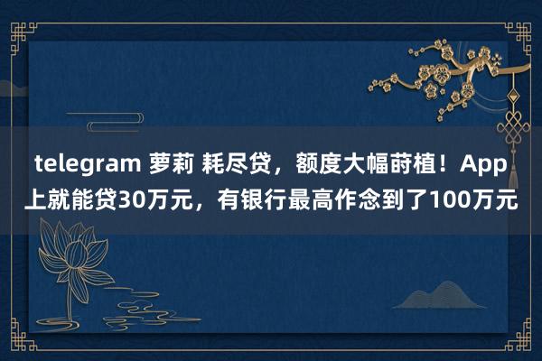 telegram 萝莉 耗尽贷，额度大幅莳植！App上就能贷30万元，有银行最高作念到了100万元