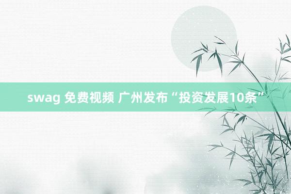 swag 免费视频 广州发布“投资发展10条”