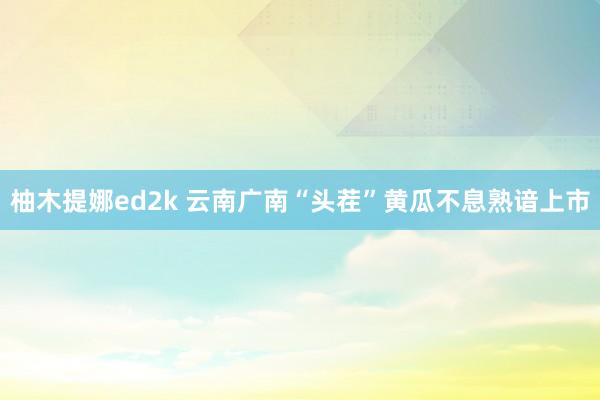 柚木提娜ed2k 云南广南“头茬”黄瓜不息熟谙上市