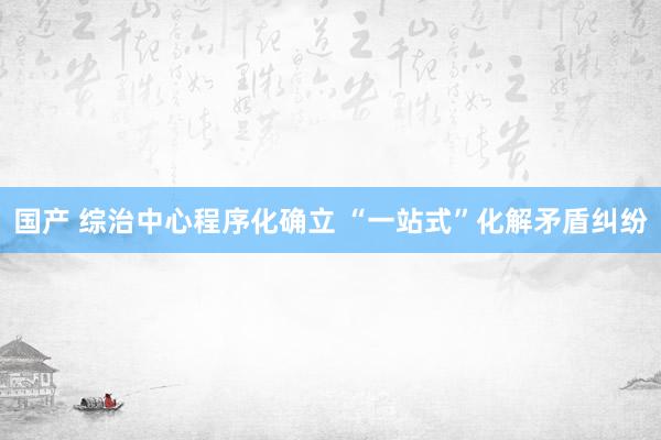 国产 综治中心程序化确立 “一站式”化解矛盾纠纷