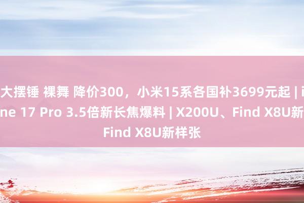 大摆锤 裸舞 降价300，小米15系各国补3699元起 | iPhone 17 Pro 3.5倍新长焦爆料 | X200U、Find X8U新样张