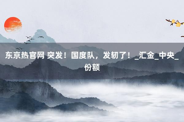 东京热官网 突发！国度队，发轫了！_汇金_中央_份额