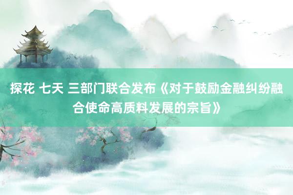 探花 七天 三部门联合发布《对于鼓励金融纠纷融合使命高质料发展的宗旨》